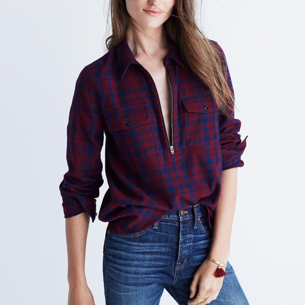Madewell Zip Front Plaid Flannel